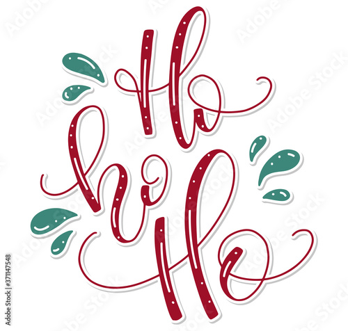 Ho ho ho - Hand written lettering Santa phrase - Red Christmas element for poster, banner, card, flyer. Vector illustration