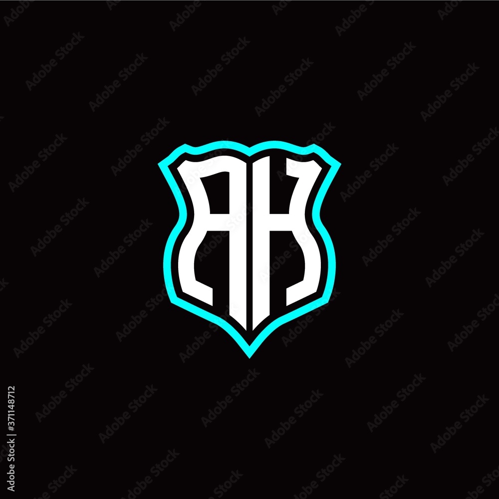 Initial A H letter with shield style logo template vector