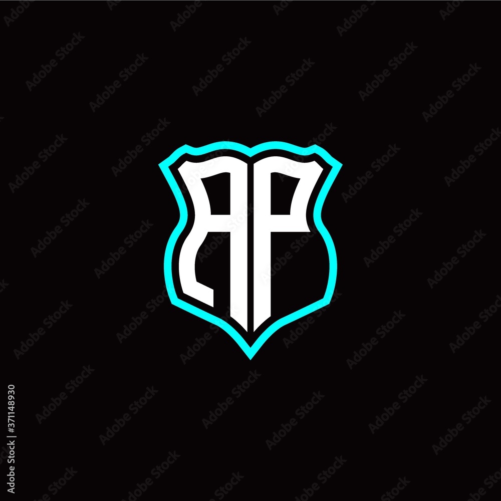 Initial A P letter with shield style logo template vector
