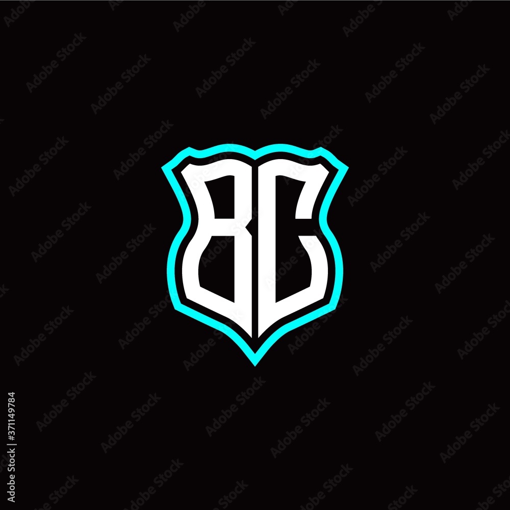 Initial B C letter with shield style logo template vector