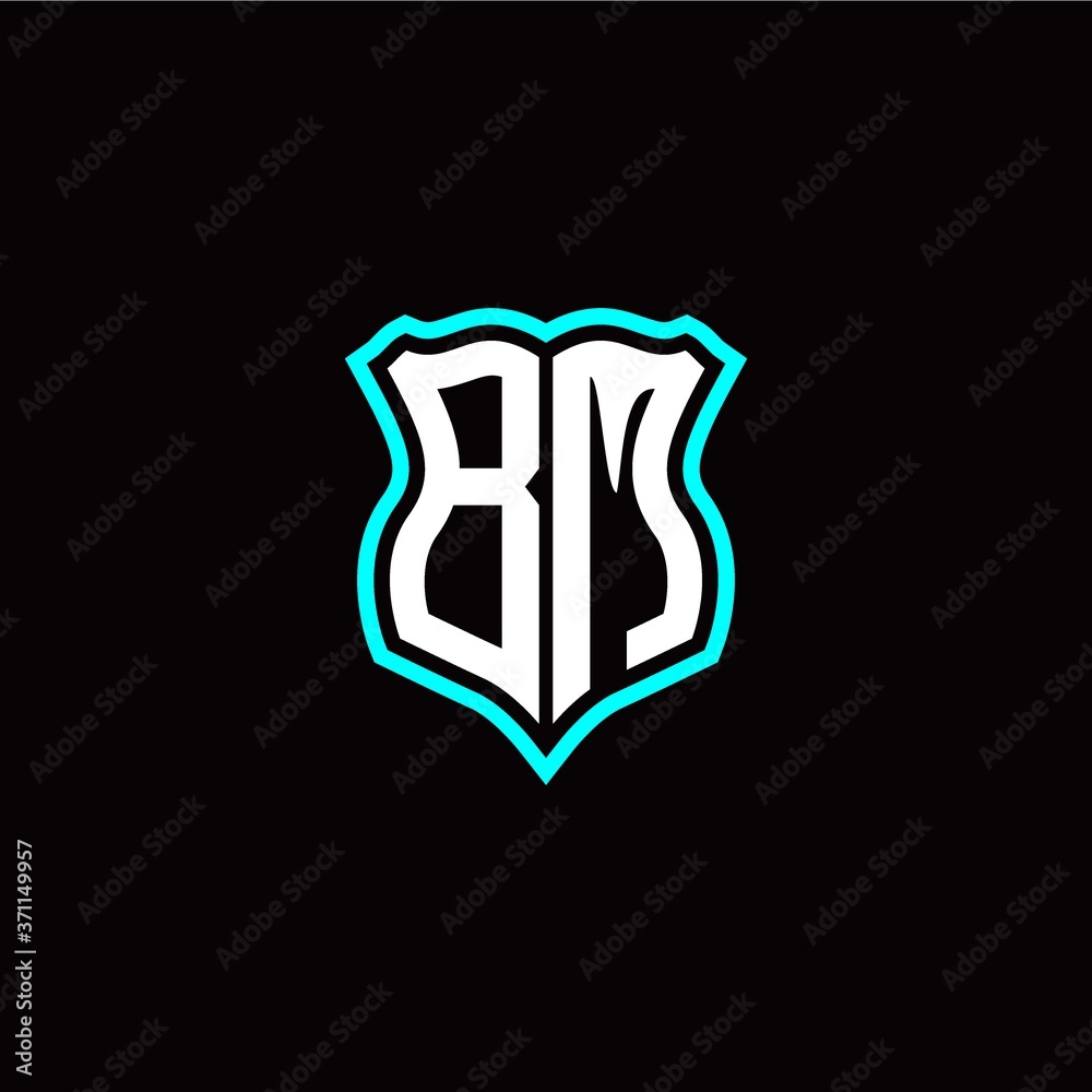 Initial B M letter with shield style logo template vector