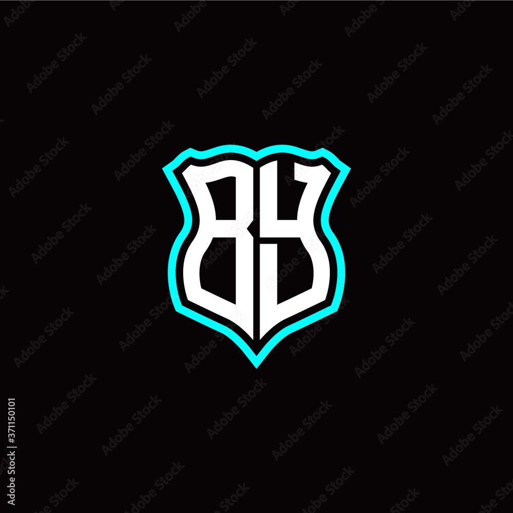 Initial B Y letter with shield style logo template vector