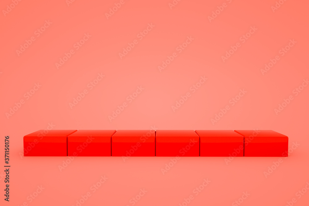 three-dimensional stand podium on a red background. 3d render illustration three-dimensional stand podium on a red background. 3d render illustration