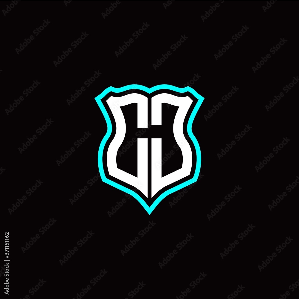 Initial C J letter with shield style logo template vector Initial C J letter with shield style logo template vector
