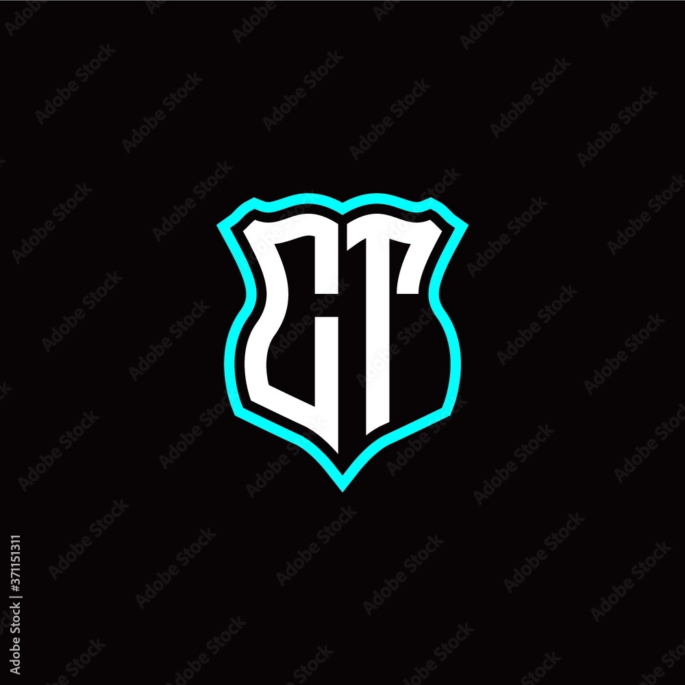 Initial C T letter with shield style logo template vector Initial C T letter with shield style logo template vector