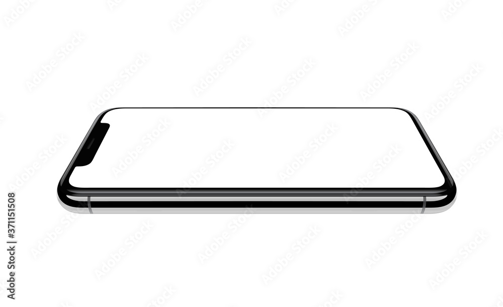 Phone isolated on white background. New version of black cell phone with blank white screen. Phone isolated on white background. New version of black cell phone with blank white screen.