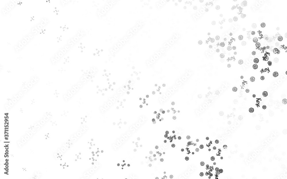 Light Gray vector abstract design with flowers, roses.