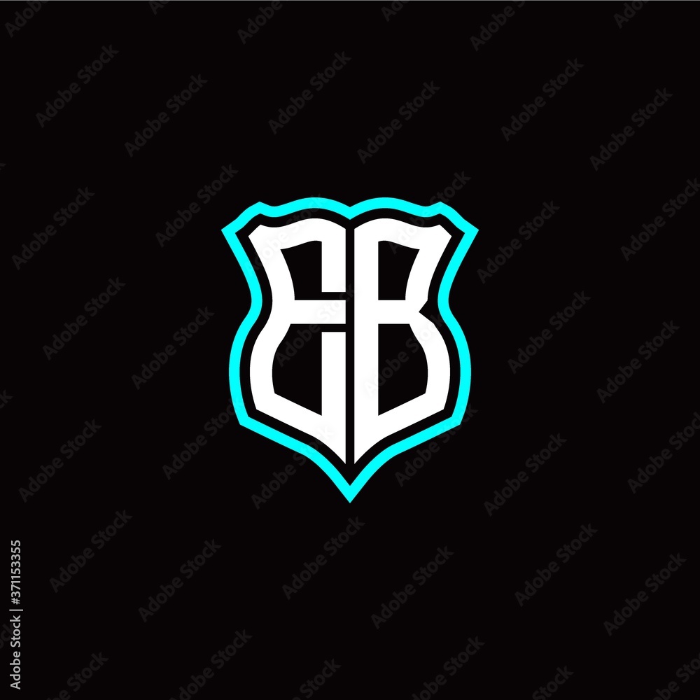 Initial E B letter with shield style logo template vector