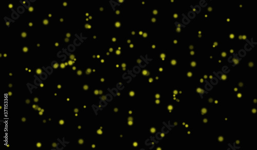 Abstract, Bokeh light, dust, yellow stars on black background