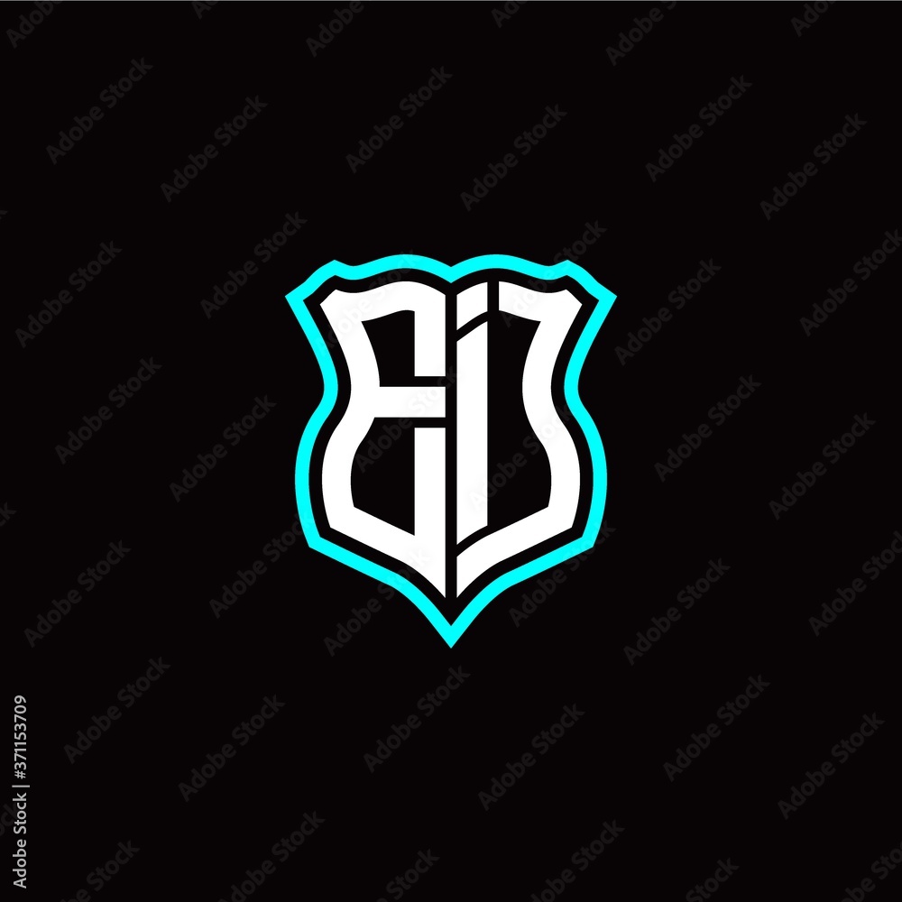 Initial E I letter with shield style logo template vector Initial E I letter with shield style logo template vector
