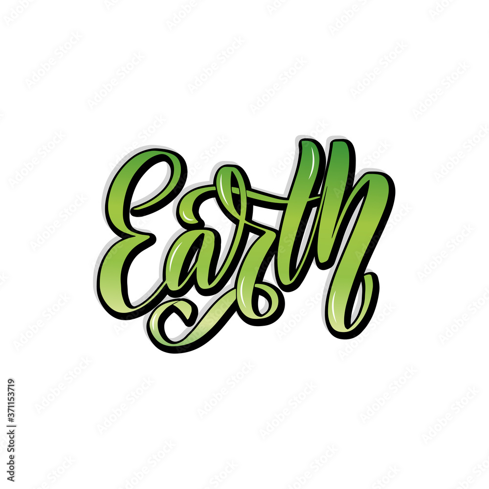 Naklejka premium Vector illustration of Earth day lettering. Greetings postcard, card, invitation, poster, banner template.