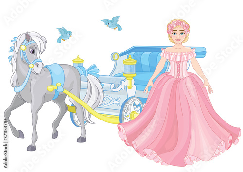 Cinderella and Fairytale blue carriage