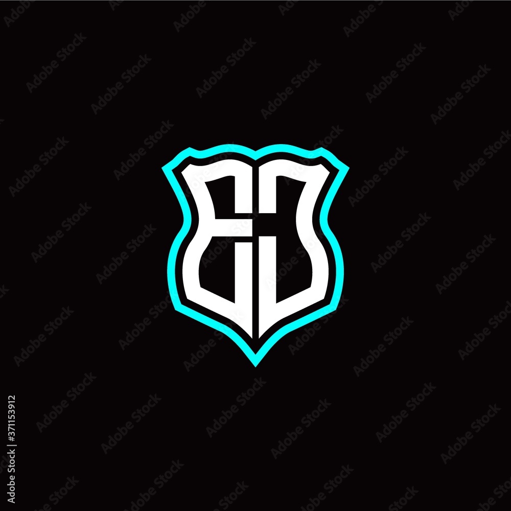 Initial E J letter with shield style logo template vector