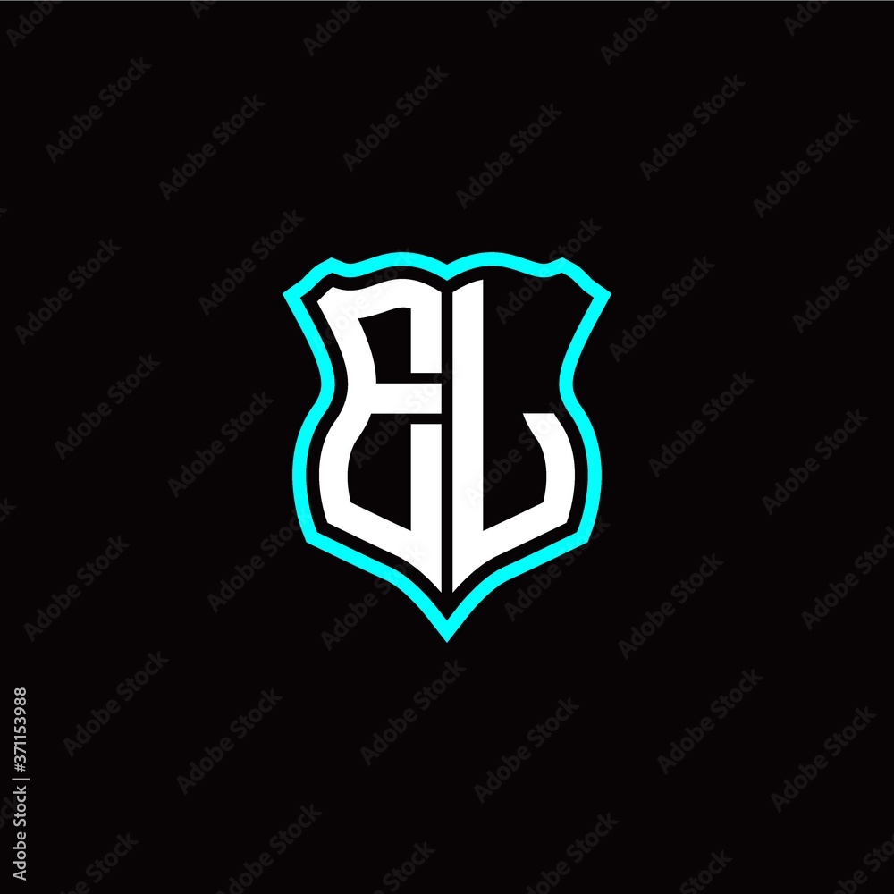 Initial E L letter with shield style logo template vector