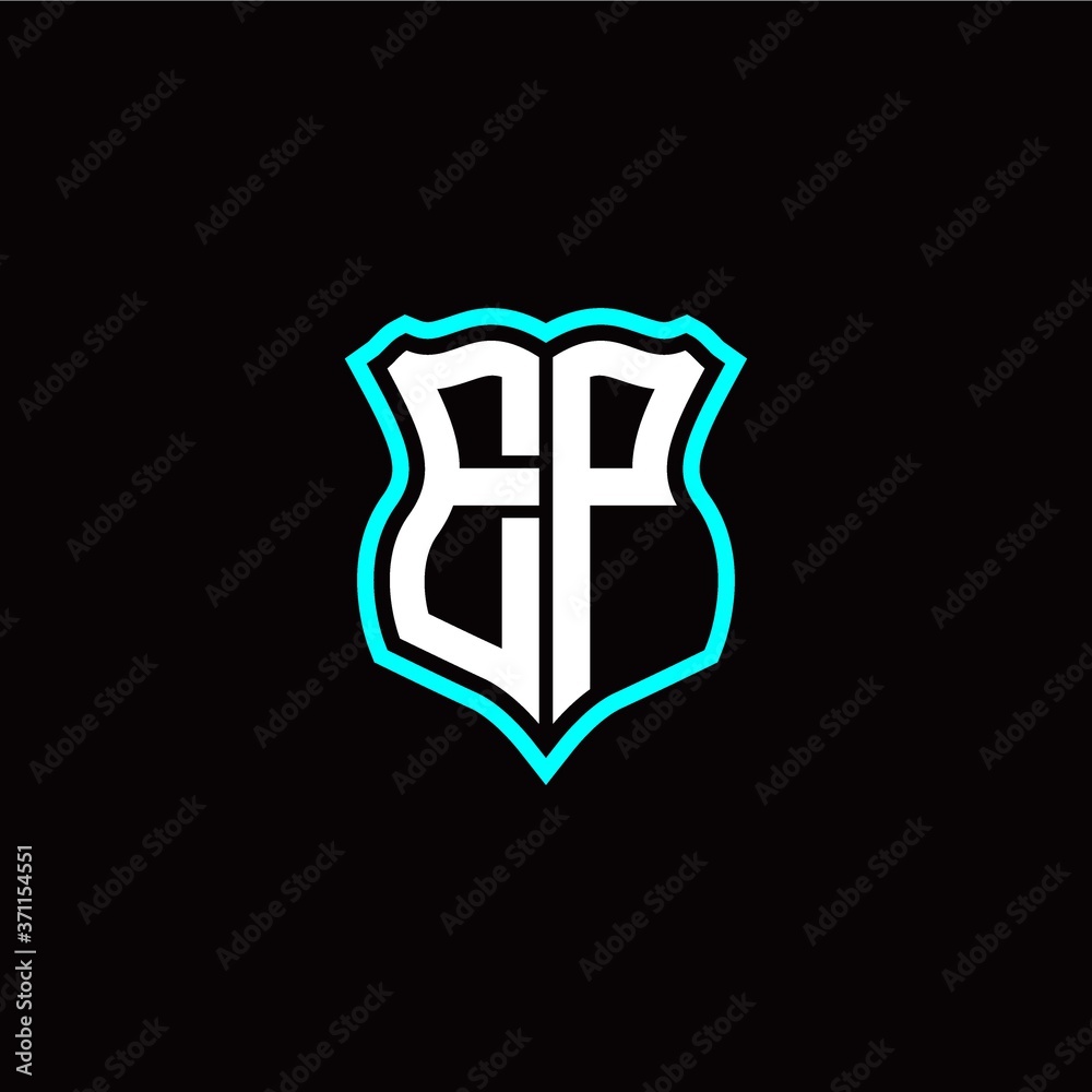 Initial E P letter with shield style logo template vector Initial E P letter with shield style logo template vector