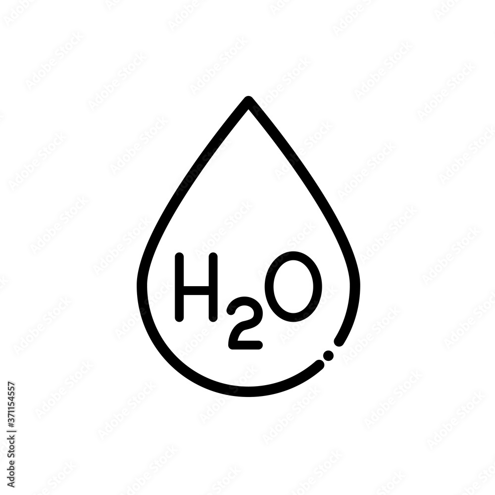 Logotipo lineal gota de agua con texto h2o en color negro Logotipo lineal gota de agua con texto h2o en color negro