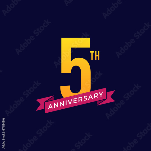 5th Years Anniversary Celebration Icon Vector Logo Design Template