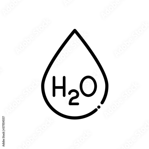 Logotipo lineal gota de agua con texto h2o en color negro