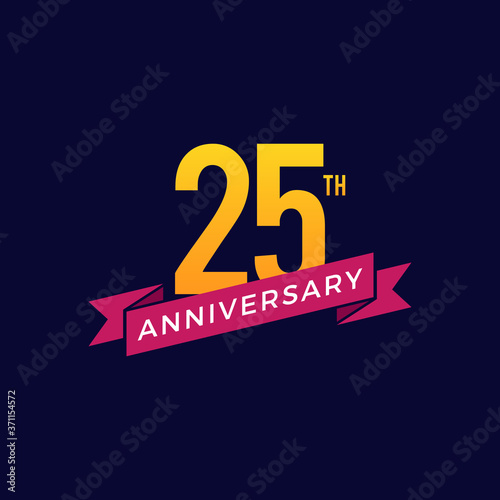 25th Years Anniversary Celebration Icon Vector Logo Design Template