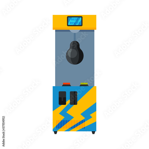 Boxing Game Machine with Punching Bag, Gaming Machinery Vector Illustration
