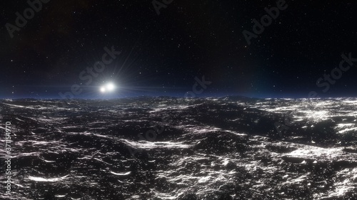 science fiction wallpaper, cosmic landscape, realistic exoplanet, abstract cosmic texture, beautiful alien planet in far space, detailed planet surface, abstract aerial view, abstract texture 3d rende © ANDREI