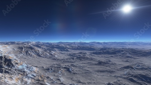 science fiction wallpaper  cosmic landscape  realistic exoplanet  abstract cosmic texture  beautiful alien planet in far space  detailed planet surface  abstract aerial view  abstract texture 3d rende