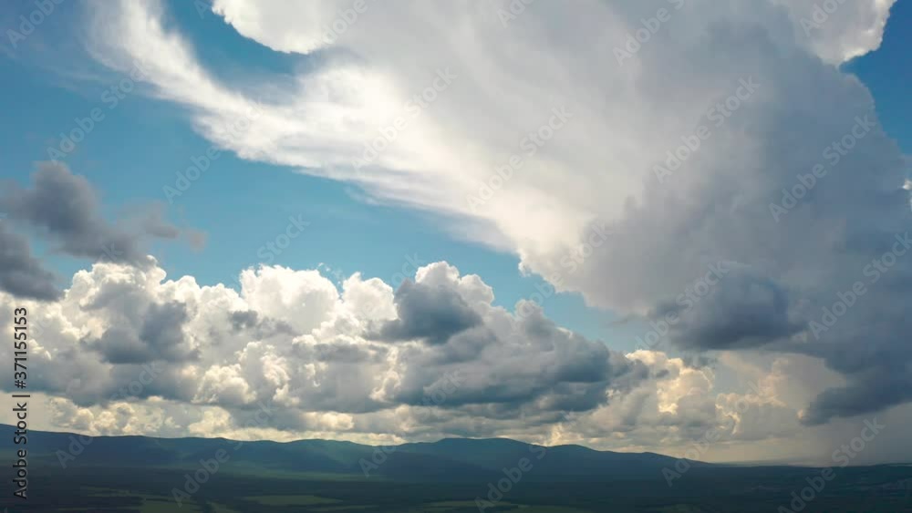 Clouds over the fields. Drone shooting. Clouds over the fields. Drone shooting.