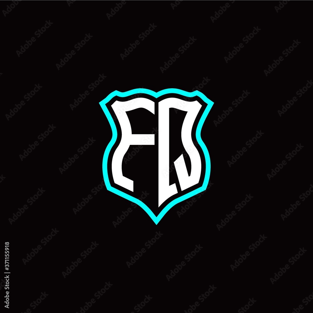 Initial F Q letter with shield style logo template vector
