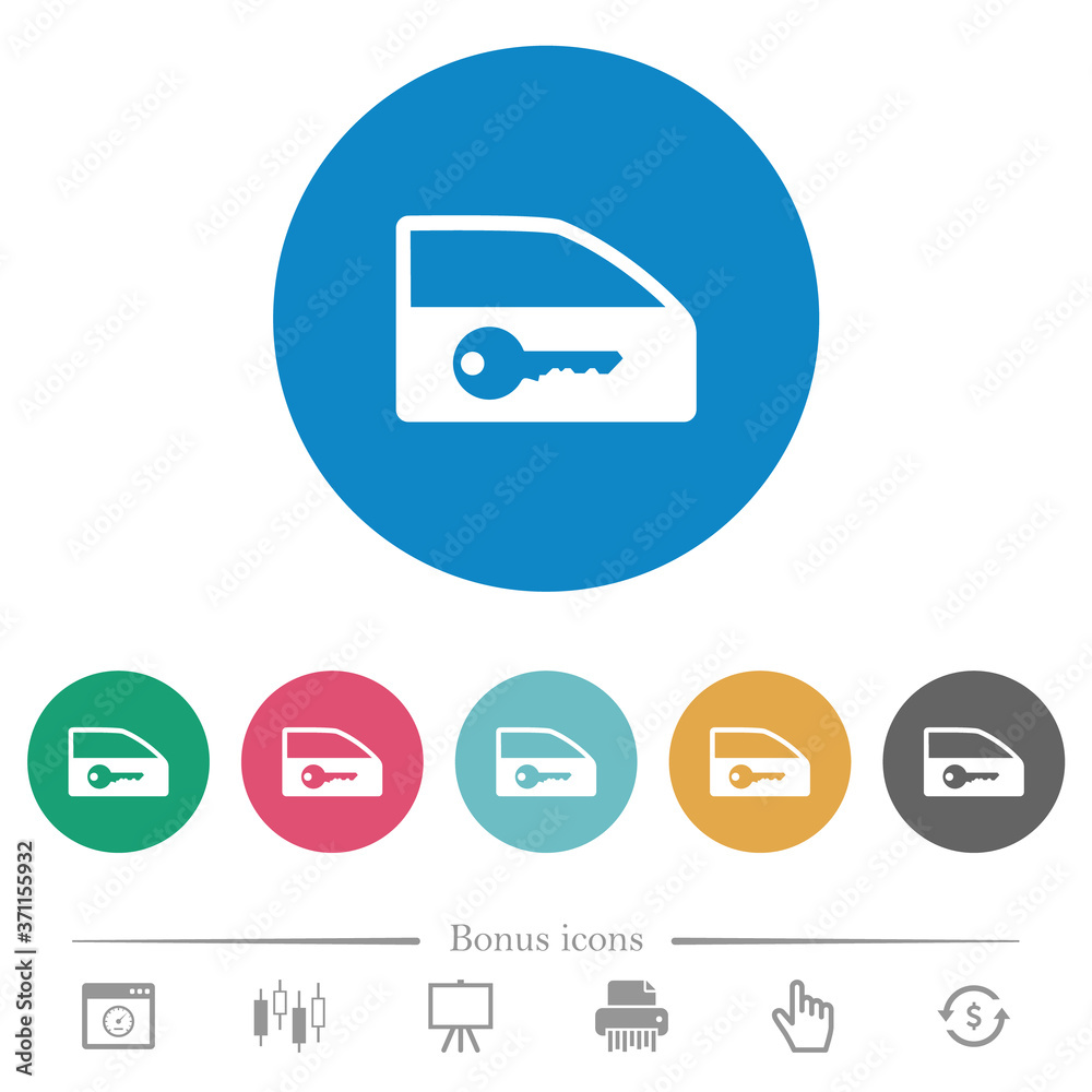 Car door lock flat round icons Car door lock flat round icons