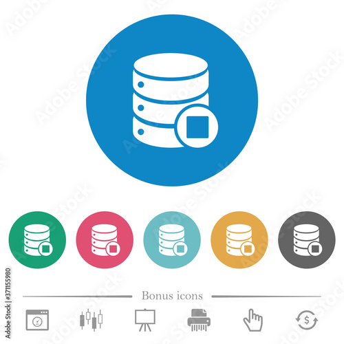 Database macro stop flat round icons