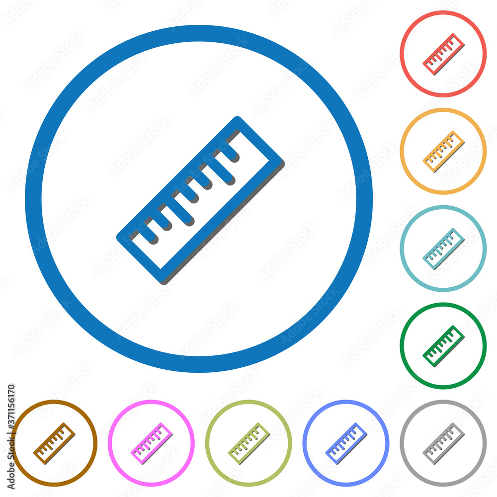 Ruler icons with shadows and outlines Ruler icons with shadows and outlines