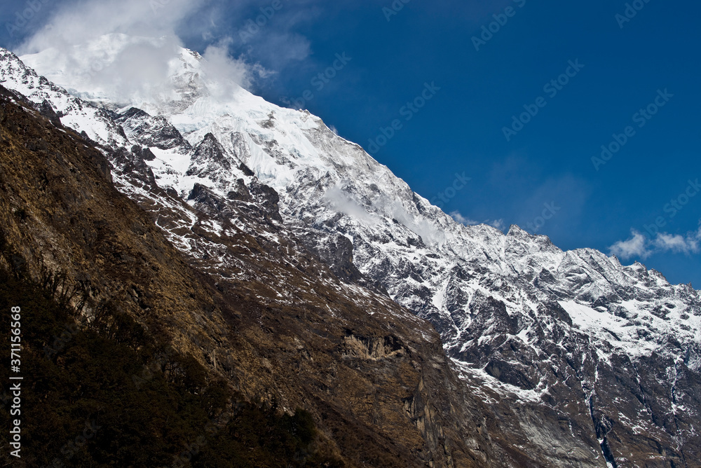 View of Langtang Himal Mountain range in the Langtang Valley