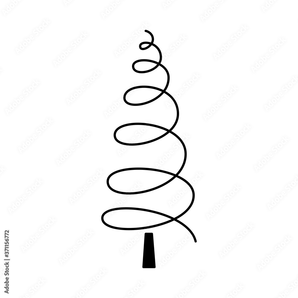 Simple outline style Christmas tree. Stylized elements for New Year and Christmas. Festive celebration. Greeting card, wrapping paper. Isolated vector doodle illustration on white background Simple outline style Christmas tree. Stylized elements for New Year and Christmas. Festive celebration. Greeting card, wrapping paper. Isolated vector doodle illustration on white background