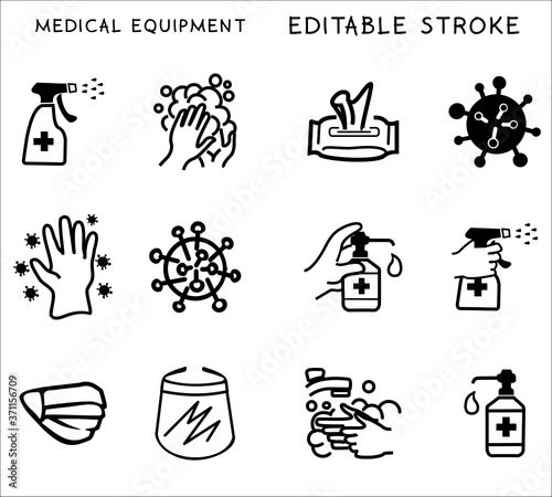 Coronaviruses Protection icons set