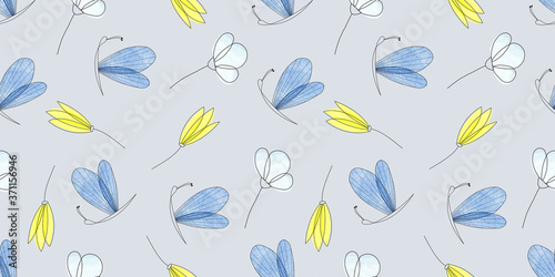 Cartoon seamless floral pattern with flowers and butterflies in vintage style for fabrics  paper  textile  gift wrap 