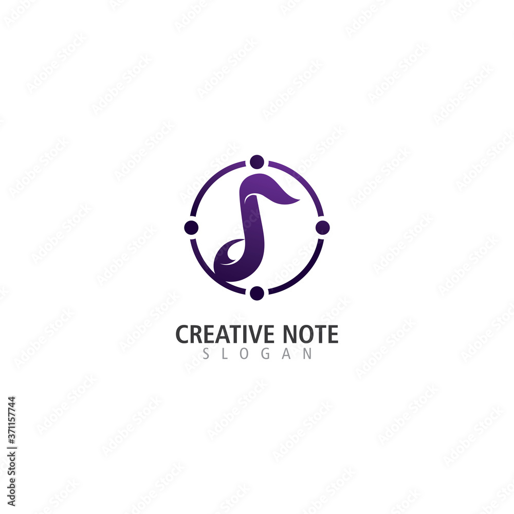 Obraz premium Music note logo design inspiration creative template icon vector