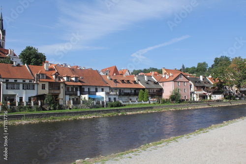 Peaceful  river scenery in cesky krumlov