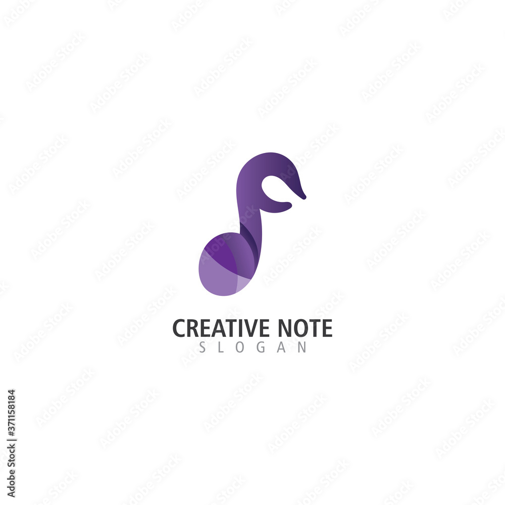 Music note logo design inspiration creative template icon vector