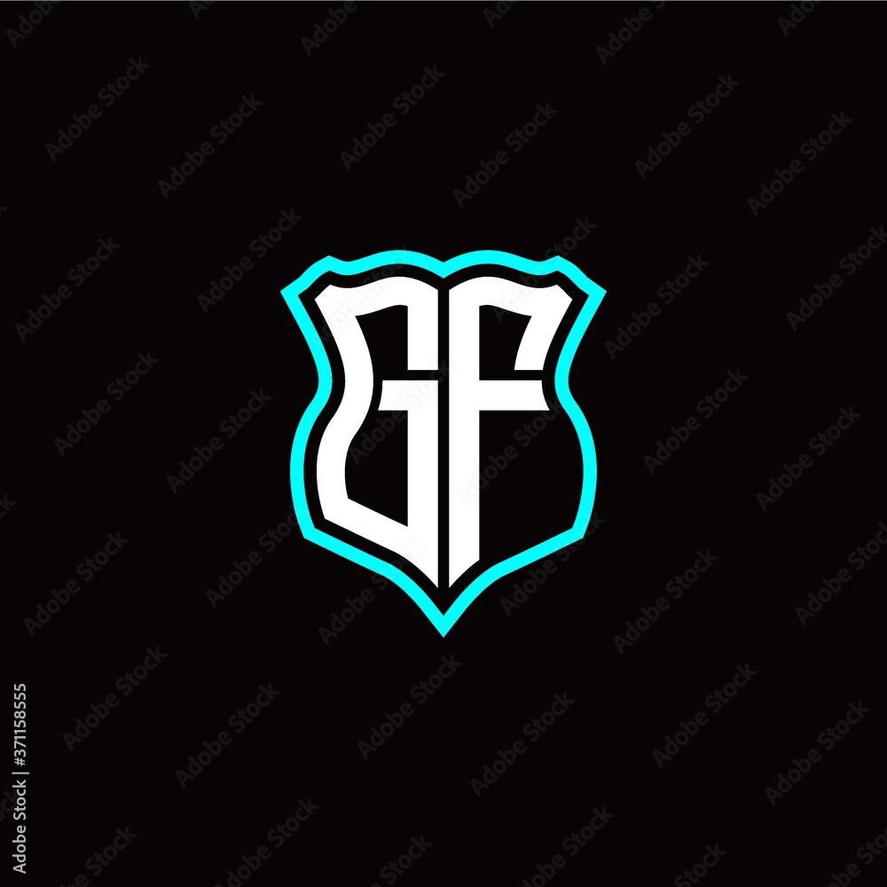 Initial G F letter with shield style logo template vector Initial G F letter with shield style logo template vector