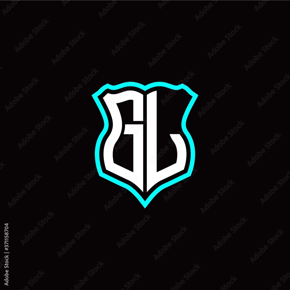 Initial G L letter with shield style logo template vector
