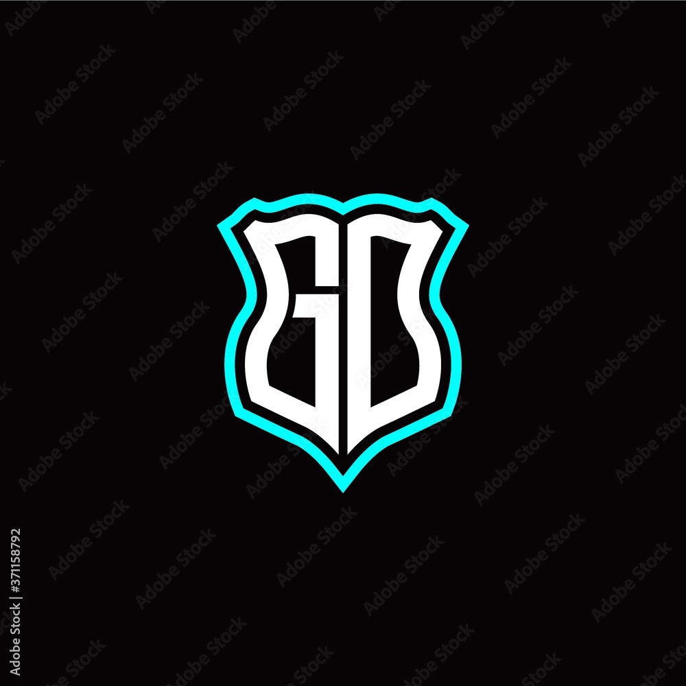 Initial G O letter with shield style logo template vector Initial G O letter with shield style logo template vector
