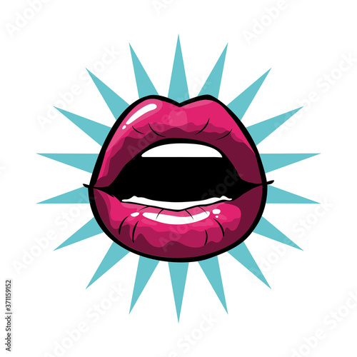 Wallpaper Mural female and pink pop art mouth with explosion vector design Torontodigital.ca