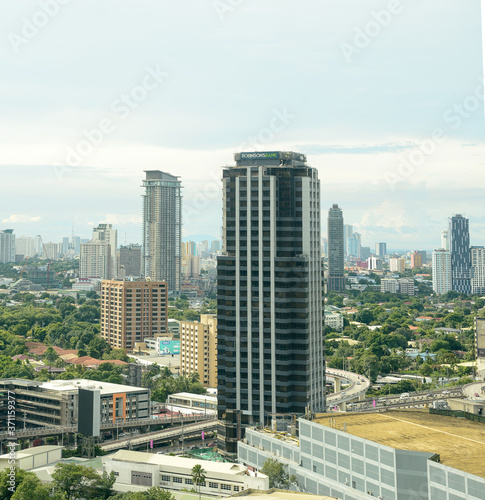 Manila  Philippines - August 12 2020  Manila skyline cityscape shot wide angle. 