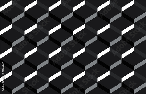 Black and white cubes background. Seamless pattern.
