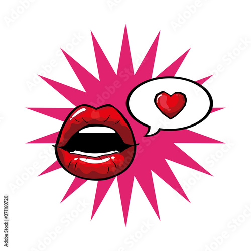 Wallpaper Mural female and red pop art mouth with explosion bubble and heart vector design Torontodigital.ca