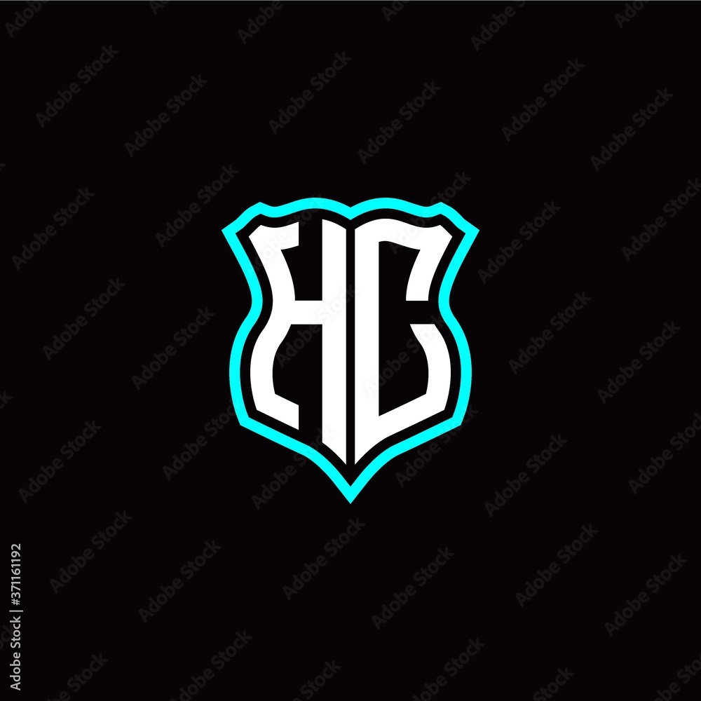 Initial H C letter with shield style logo template vector