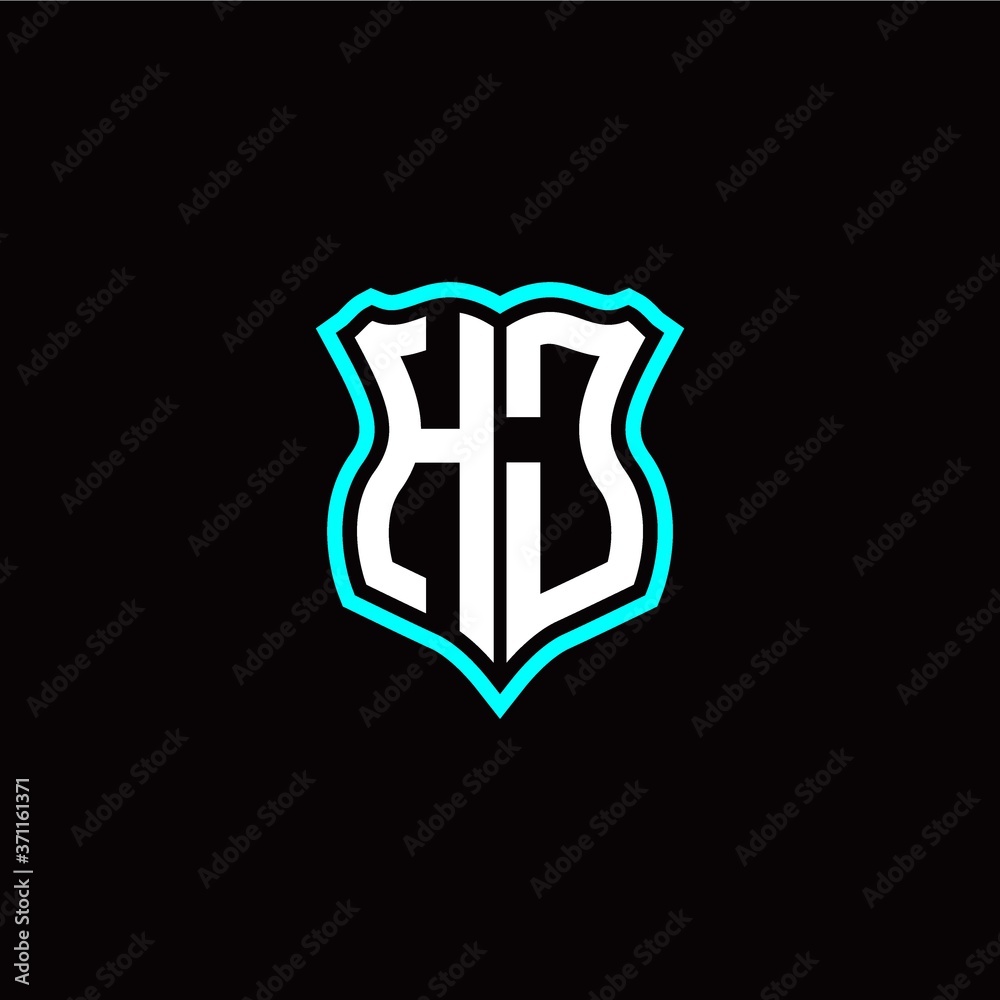 Initial H J letter with shield style logo template vector