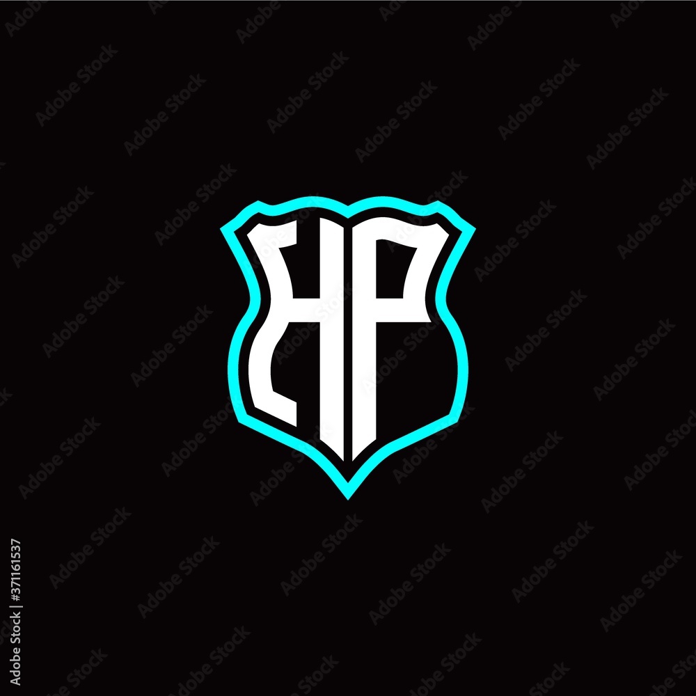 Initial H P letter with shield style logo template vector