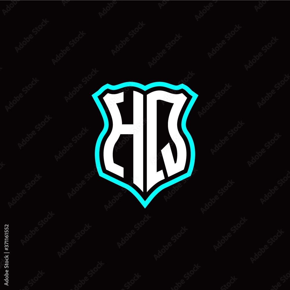Initial H Q letter with shield style logo template vector Initial H Q letter with shield style logo template vector