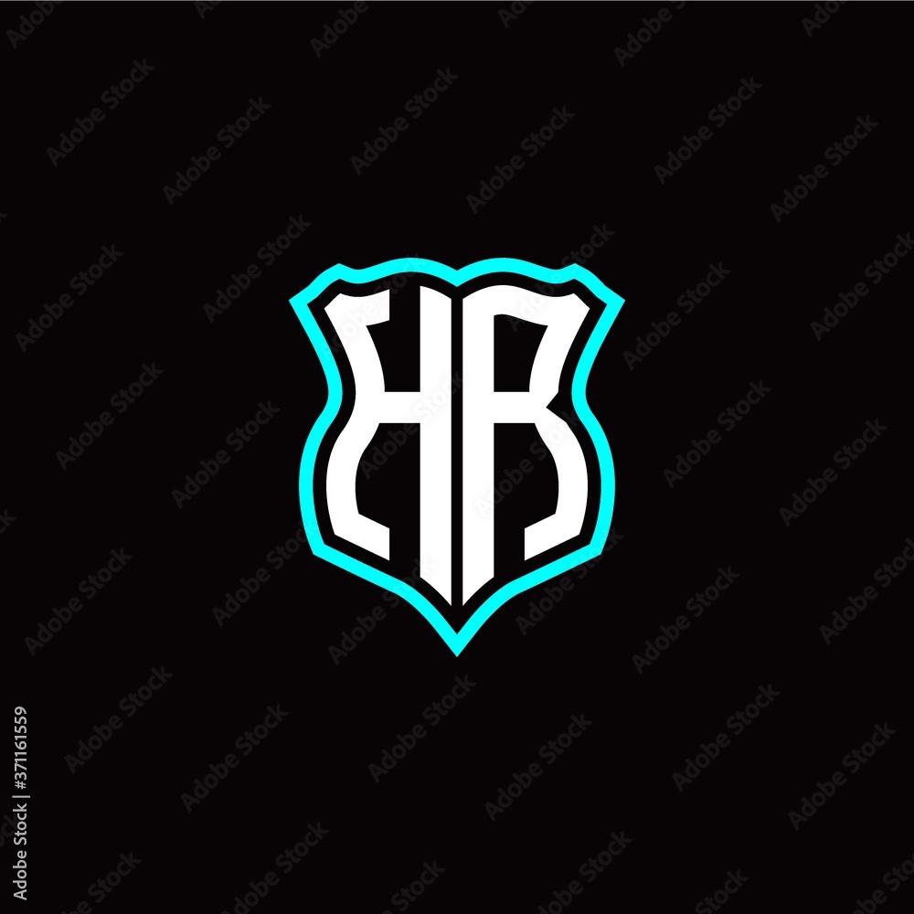 Initial H R letter with shield style logo template vector